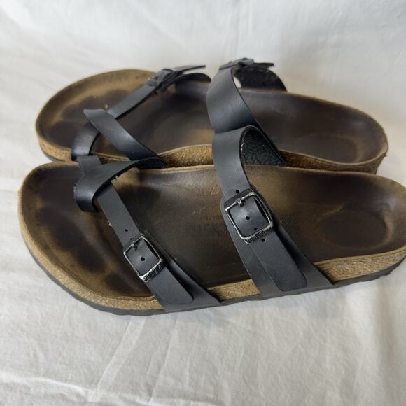 Birkenstock Womens Mayari Slip on Black Leather Sandals Size 40 USA 9/9.5 - Picture 2 of 7